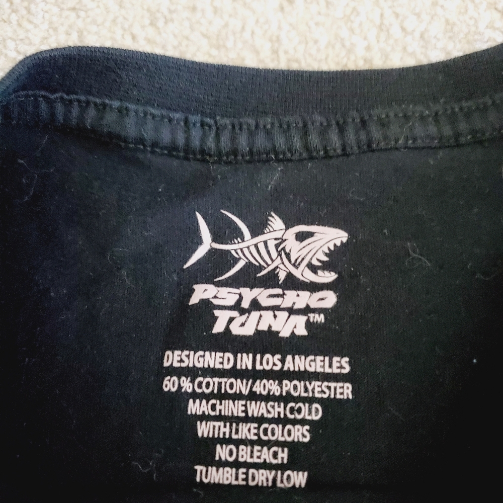 Psycho Tuna Black Graphic Retro Streetwear Urban Tee S - Picture 4 of 8